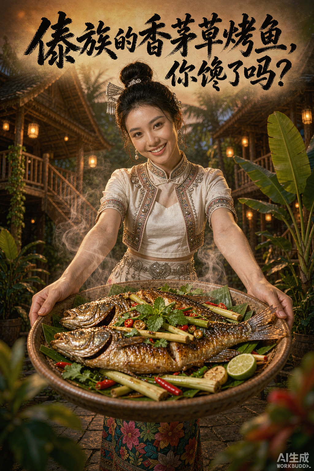 AI 生成美食海报 · 烤鱼